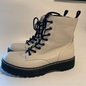 Sincerely Jules Boots Women’s Harley Platform Combat Cream Leather Size 8.5